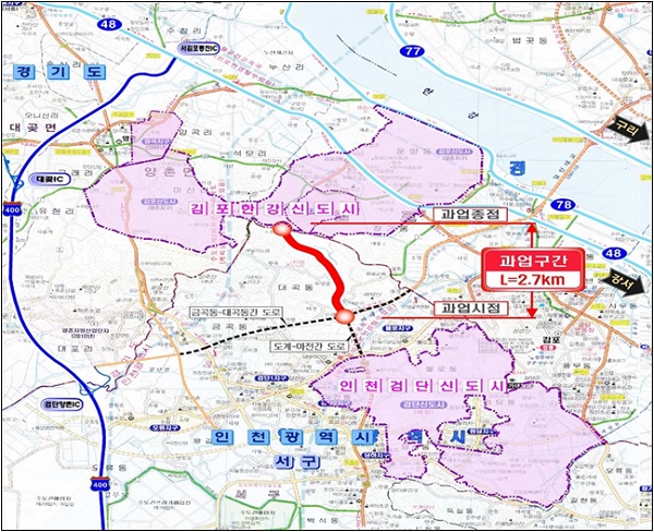 홍철호 의원이 김포 한강신도시와 인천 검단신도시를 연결하는 도로사업 계획이 2021년 착공 예정이라고 밝혔다. (사진=홍철호 의원실)