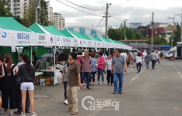 '2019 김포 포도 직거래장터'가 내달 7일부터 8일까지 2일간 사우문화체육광장에서 개최될 예정이다. 사진은 지난해 직거래장터 모습. (사진=김포시농업기술센터)
