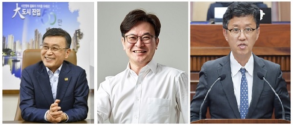 왼쪽부터 민주당 정하영 후보, 국힘 김병수 후보, 무소속 박우식 후보(사진=김포매일뉴스 DB)