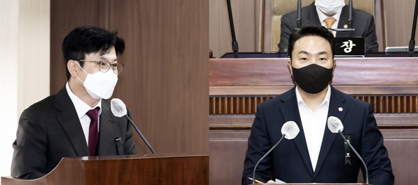 김병수(왼쪽) 시장과 배강민 의원(사진=김포시의회)