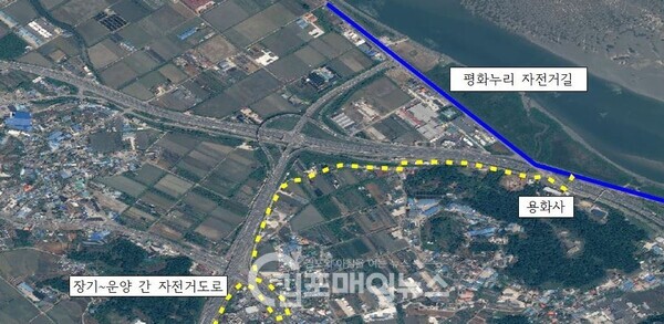 장기~운양 간 2.8km  자전거도로 구간 정비 완료.(사진=김포시클린사업소)